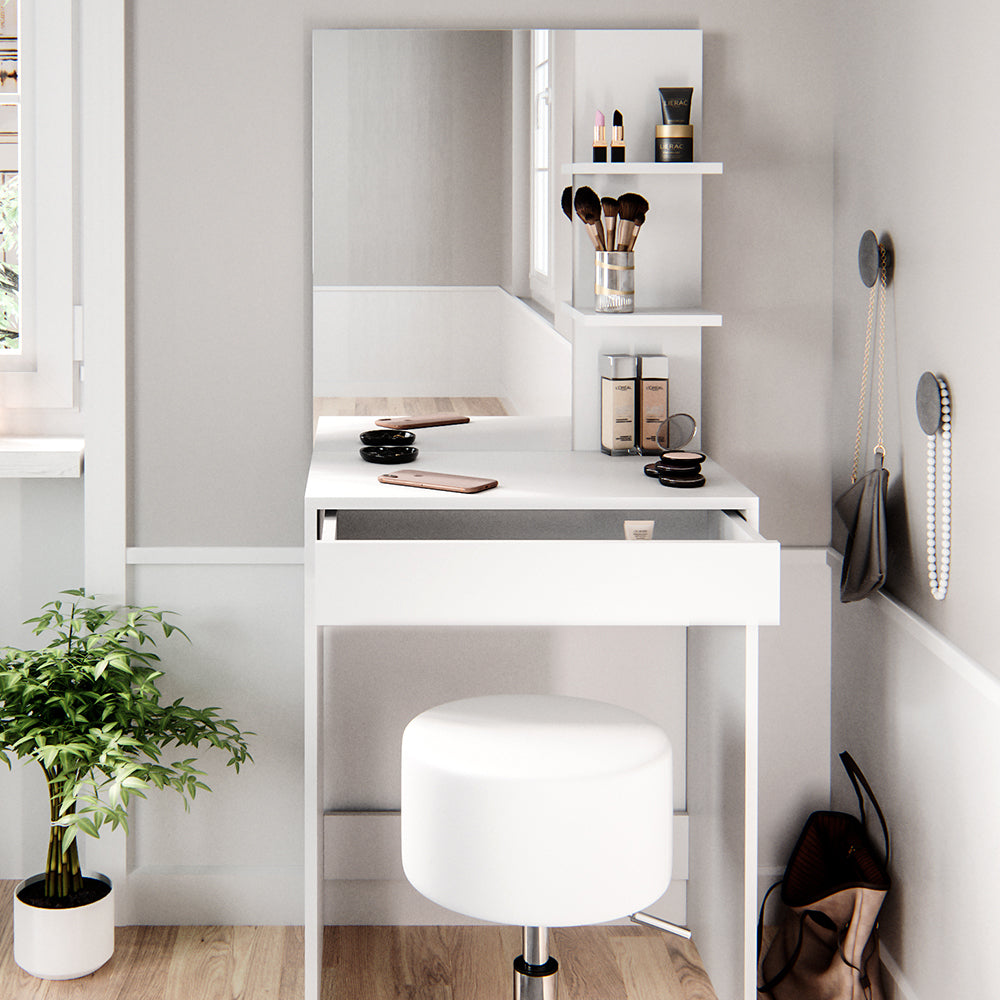 Vicco Tavolo da toeletta Bianco 60 cm con sgabello