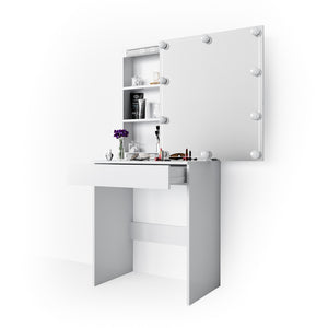 Vicco Tavolo da toeletta Bianco 68 cm con illuminazione a LED