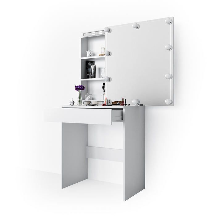 Vicco Tavolo da toeletta Bianco 68 cm con illuminazione a LED