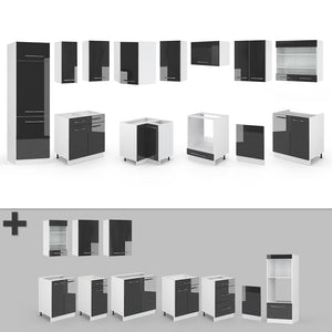 Vicco Cucina angolare completa Antracite lucido/bianco 227 x 287 cm , PL Rovere