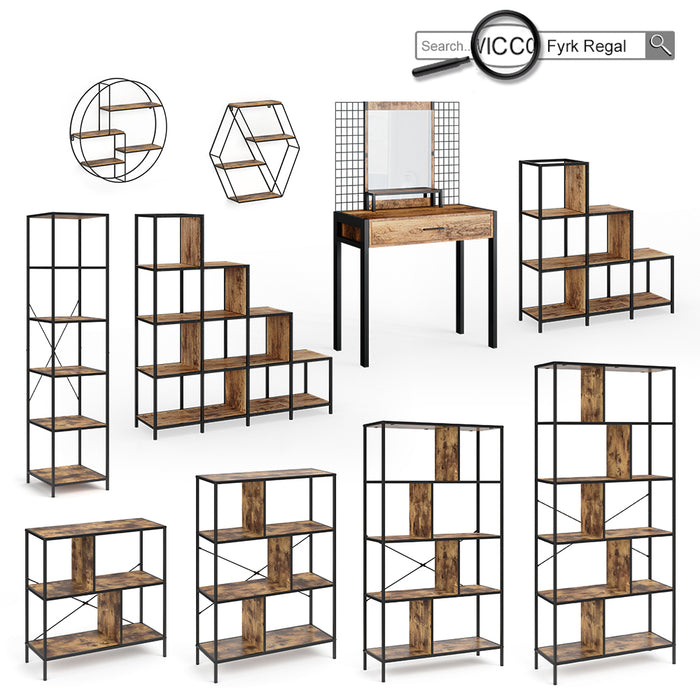 Vicco Tavolo da toeletta Legno antico 80 cm con lampade a LED