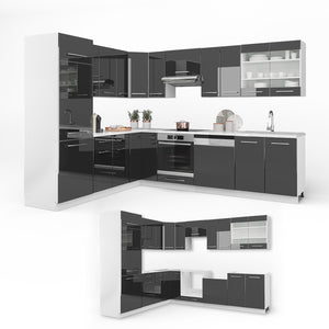 Vicco Cucina angolare completa Antracite 227 x 60 cm senza piano di lavoro