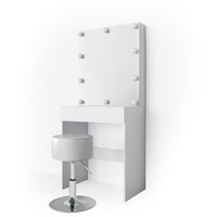 Vicco Tavolo da toeletta Bianco 68 cm con illuminazione LED e sgabello