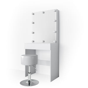 Vicco Tavolo da toeletta Bianco 68 cm con illuminazione LED e sgabello