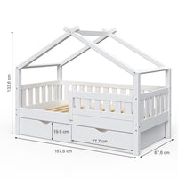 Vitalispa Letto montessori bambini Bianco 80x160 cm con 2 cassetti