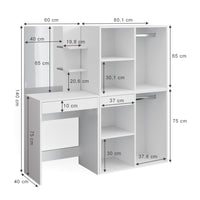 Vicco Tavolo da toeletta Bianco 60 cm con armadi