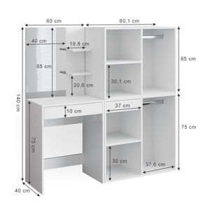 Vicco Tavolo da toeletta Bianco 60 cm con armadi