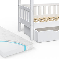 Vitalispa Letto montessori bambini Bianco 80x160 cm con 2 cassetti e materasso