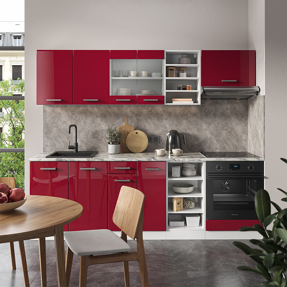 Vicco Cucina componibile Rosso lucido/bianco 240 cm , PL Antracite