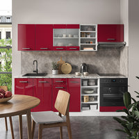 Vicco Cucina componibile Rosso lucido/bianco 240 cm senza piano di lavoro