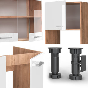 Vicco Cucina angolare completa Bianco lucido/oro power oak 237 x 247 cm , PL Antracite