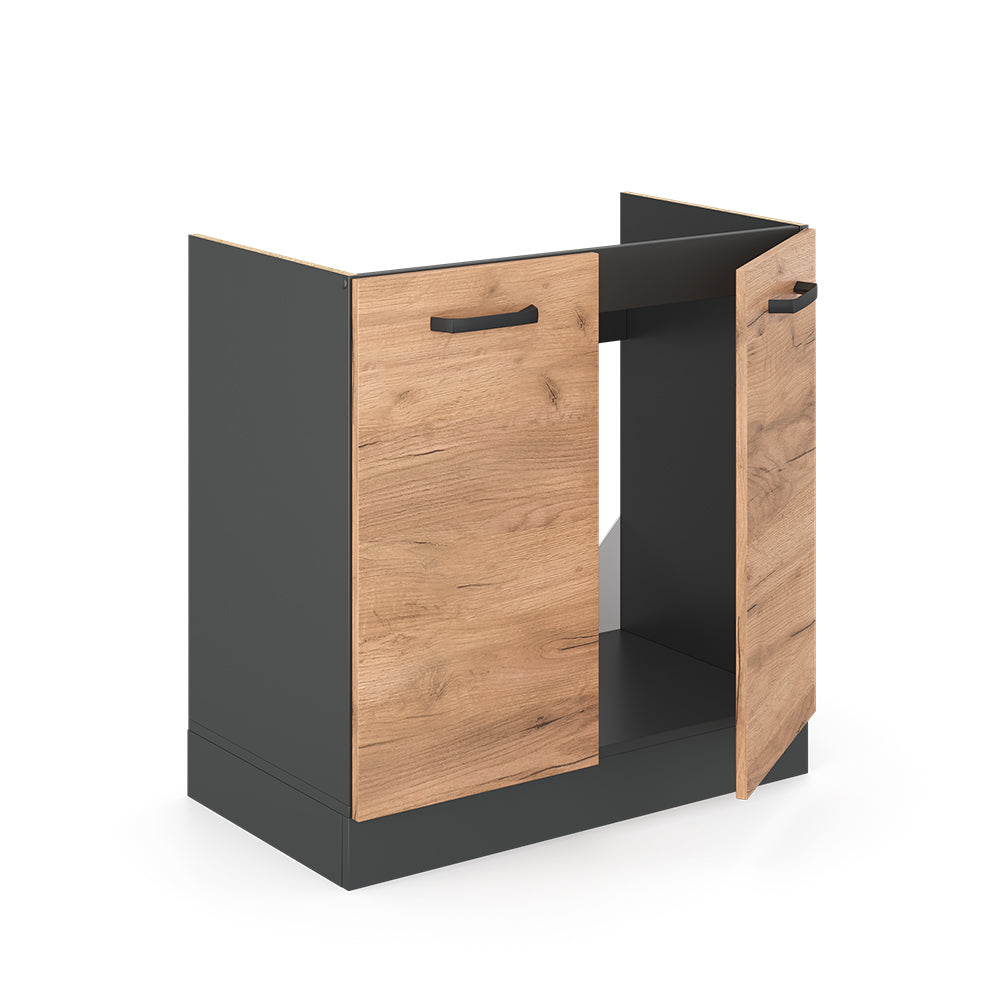 Vicco Mobile lavello cucina Quercia dorata 80 cm , PL Antracite