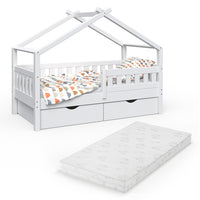 Vitalispa Letto montessori bambini Bianco 80x160 cm con 2 cassetti e materasso