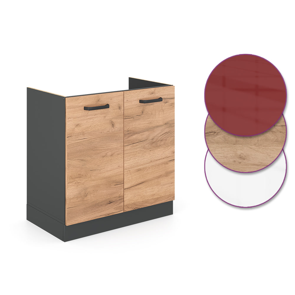 Vicco Mobile lavello cucina Quercia dorata 80 cm PL Marmo