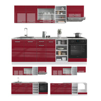 Vicco Cucina componibile Rosso lucido/bianco 240 cm , PL Antracite
