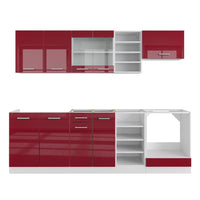 Vicco Cucina componibile Rosso lucido/bianco 240 cm , PL Antracite