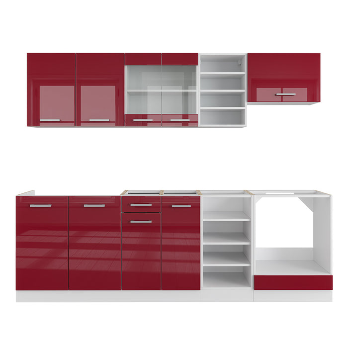 Vicco Cucina componibile Rosso lucido/bianco 240 cm , PL Antracite