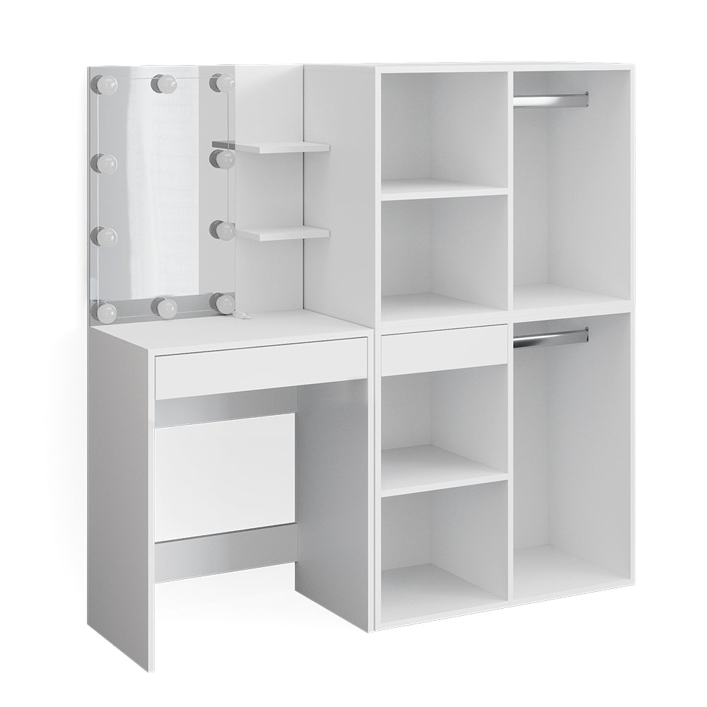 Vicco Tavolo da toeletta Bianco 60 cm con illuminazione LED e armadi