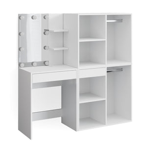 Vicco Tavolo da toeletta Bianco 60 cm con illuminazione LED e armadi