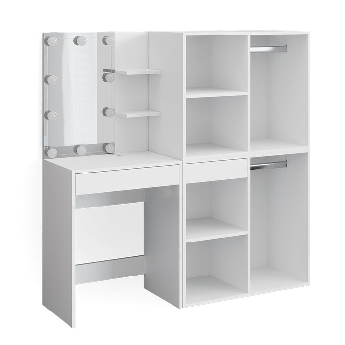 Vicco Tavolo da toeletta Bianco 60 cm con illuminazione LED e armadi