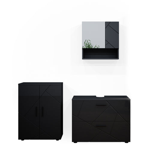 Vicco Set mobili bagno Antracite lucido 3 parti, con mobile base 80 cm