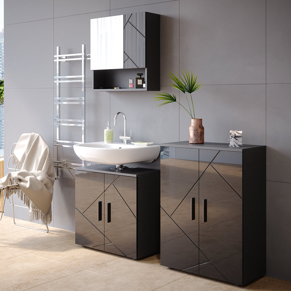 Vicco Set mobili bagno Antracite lucido 3 pezzi, con base 60 cm