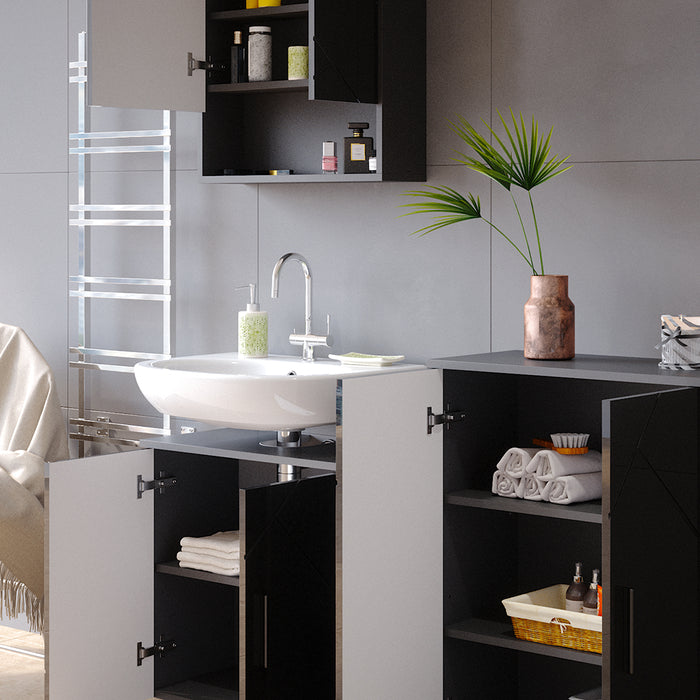 Vicco Set mobili bagno Antracite lucido 3 pezzi, con base 60 cm