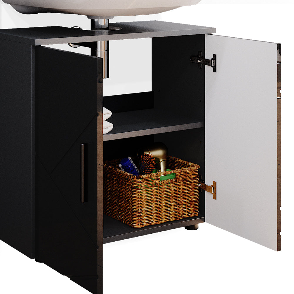 Vicco Set mobili bagno Antracite lucido 4 parti, con armadio alto e cassettiera