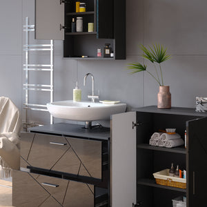 Vicco Set mobili bagno Antracite lucido 3 parti, con mobile base 80 cm