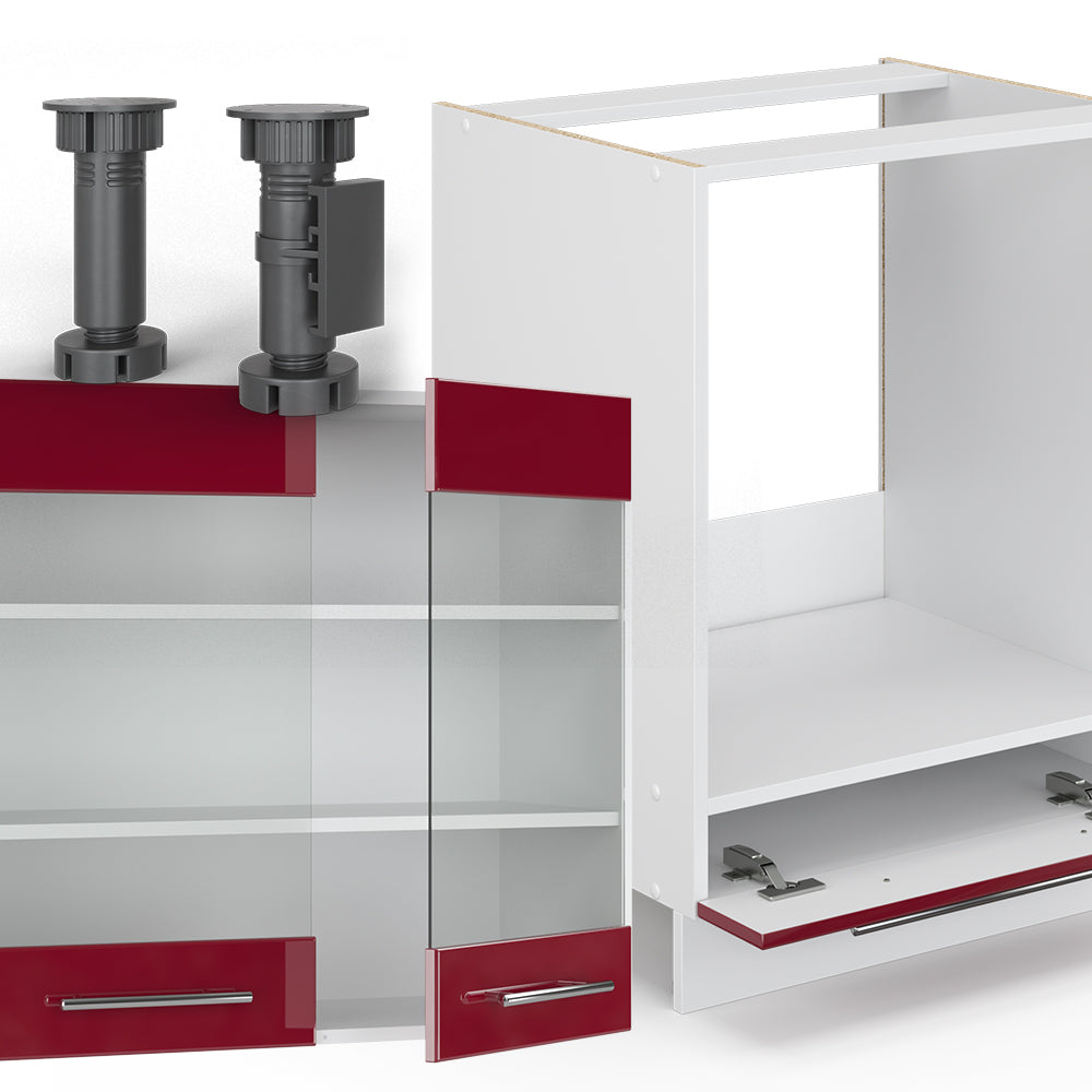 Vicco Cucina angolare completa Bordeaux lucido/bianco 227 x 287 cm , PL Marmo