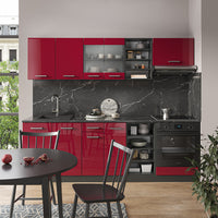 Vicco Cucina componibile Rosso lucido/antracite 240 cm senza piano di lavoro