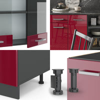 Vicco Cucina componibile Rosso lucido/antracite 240 cm , PL Antracite