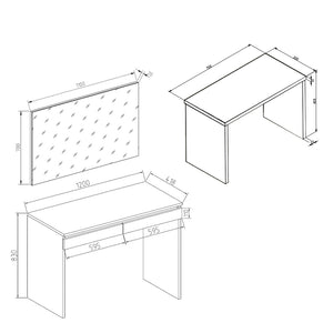 Vicco Tavolo da toeletta Bianco 120 cm con panca