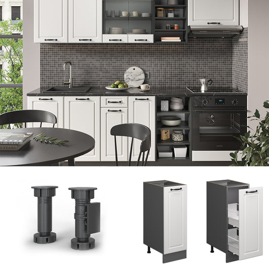 Vicco Armadio cucina dispensa alto Bianco casa di campagna 30 cm senza piano di lavoro