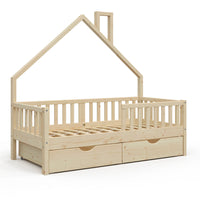 Vitalispa Letto montessori bambini Legno naturale 80x160 cm con 2 cassetti