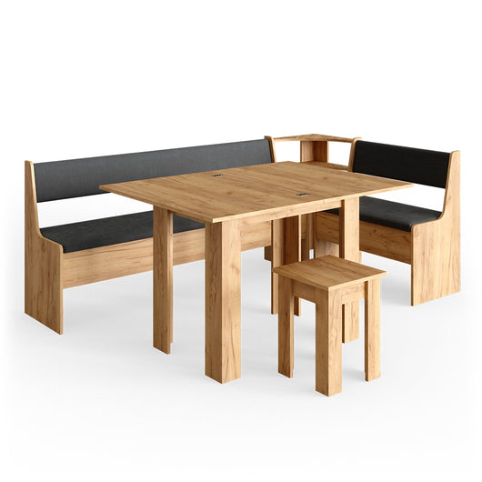 Vicco Gruppo panca ad angolo Quercia dorata 210 x 41.5 cm con tavolo