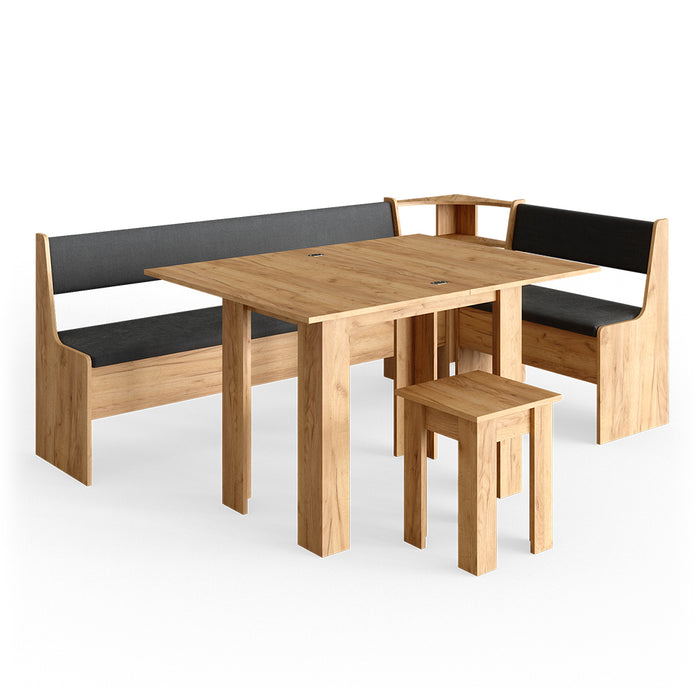 Vicco Gruppo panca ad angolo Quercia dorata 210 x 41.5 cm con tavolo