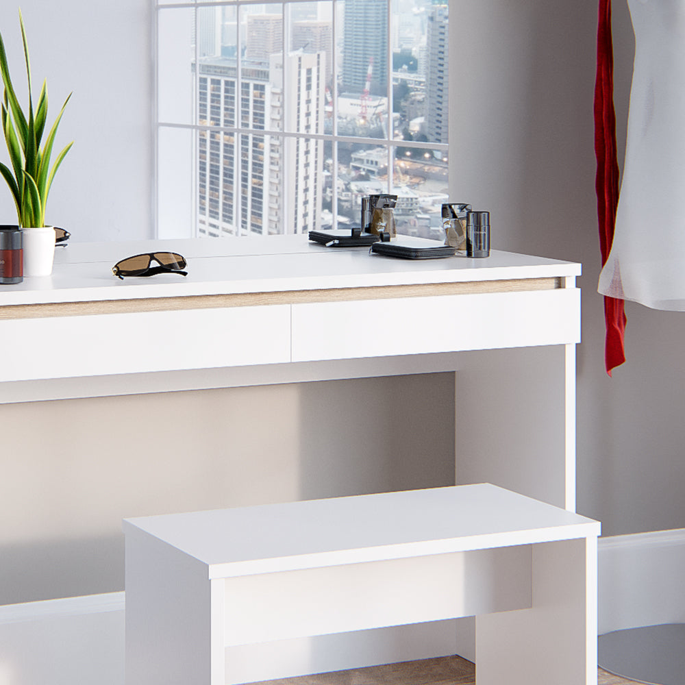 Vicco Tavolo da toeletta Bianco 120 cm con panca
