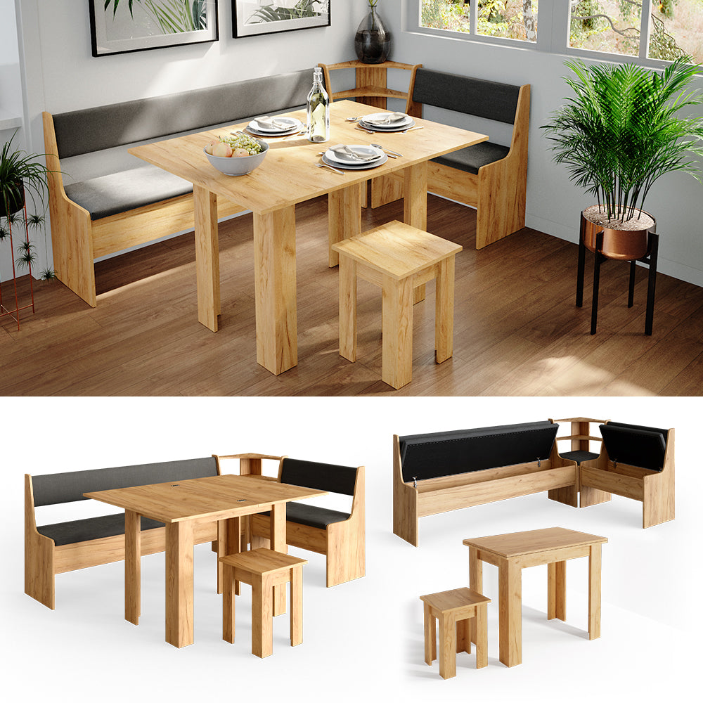 Vicco Gruppo panca ad angolo Quercia dorata 210 x 41.5 cm con tavolo