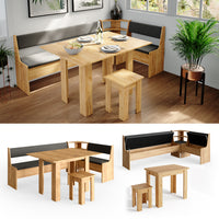 Vicco Gruppo panca ad angolo Quercia dorata 210 x 41.5 cm con tavolo