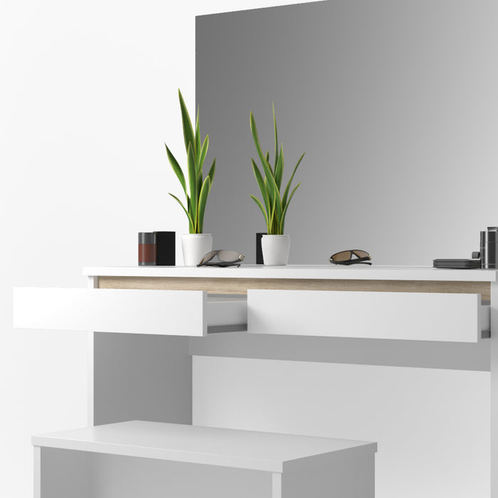 Vicco Tavolo da toeletta Bianco 120 cm con panca