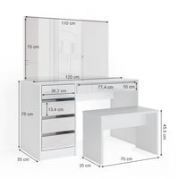 Vicco Tavolo da toeletta Bianco 55 cm con panca