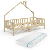 Vitalispa Letto montessori bambini Legno naturale 90x200 cm con materasso