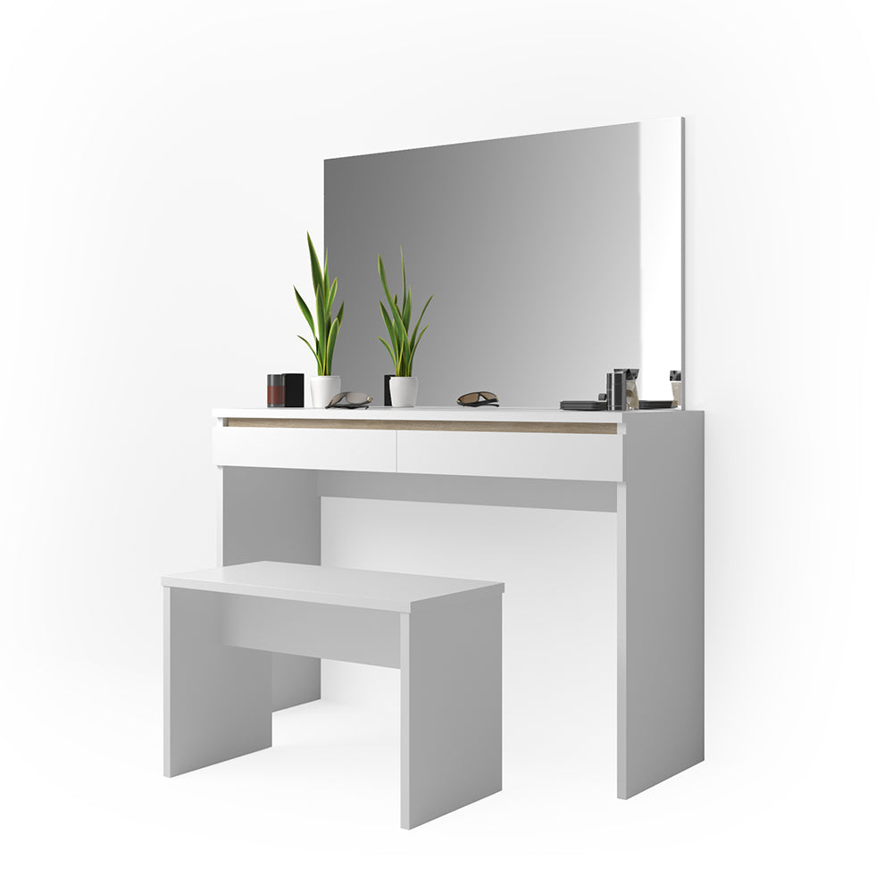 Vicco Tavolo da toeletta Bianco 120 cm con panca