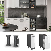 Vicco Armadio cucina dispensa alto Bianco lucido 30 cm , PL Antracite