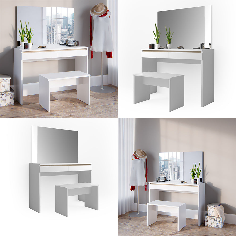 Vicco Tavolo da toeletta Bianco 120 cm con panca