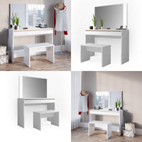 Vicco Tavolo da toeletta Bianco 120 cm con panca