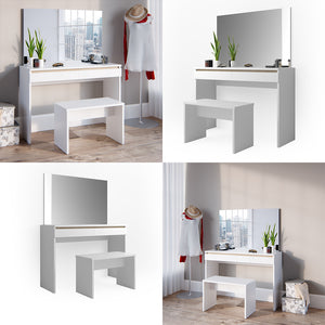 Vicco Tavolo da toeletta Bianco 120 cm con panca