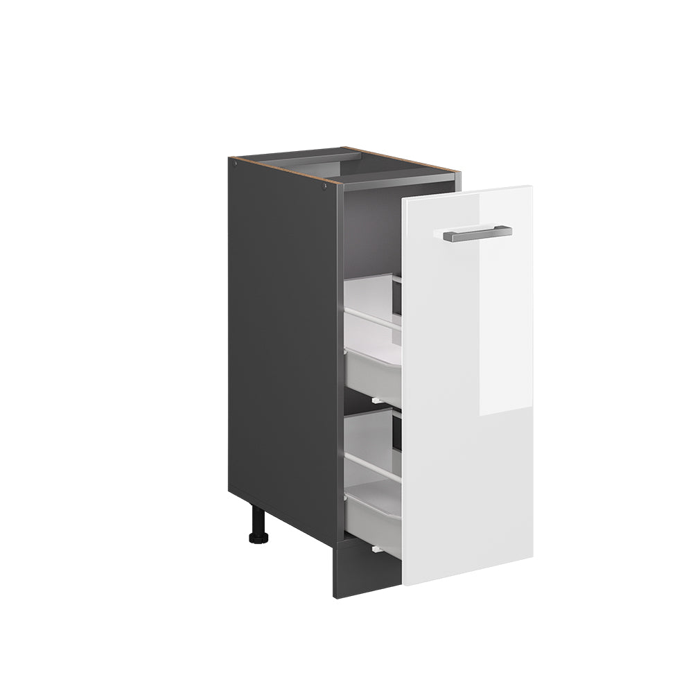 Vicco Armadio cucina dispensa alto Bianco lucido 30 cm , PL Antracite