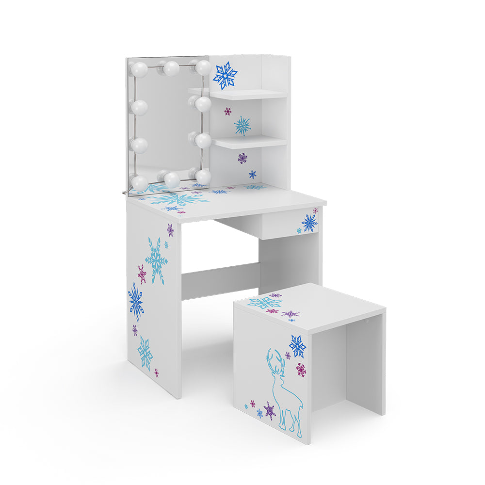 Vicco Tavolino da toilette per bambini Bianco 54.8 cm con illuminazione a LED